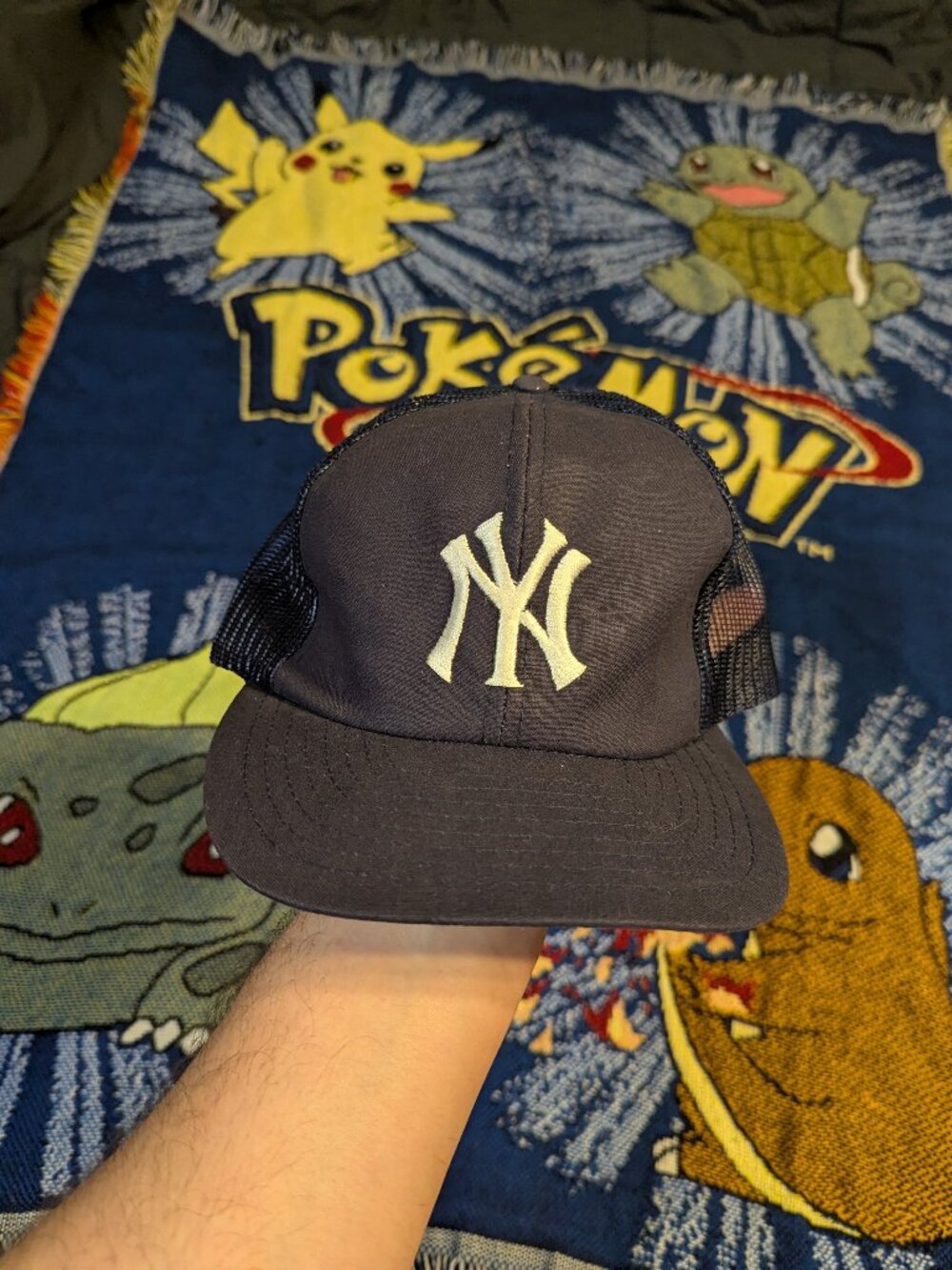 Vintage New York Yankees Blue Snapback Mesh Trucker Hat sz M/L